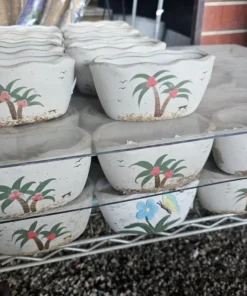 Ceramic Pots | Succulent Ceramic Planters | Pot with Palm | Palm Planter | Pot with Drainage Hole